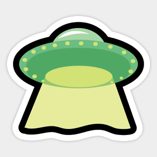 Green Spaceship Sticker